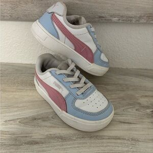 Puma Kids Low-Top Sneakers - White, Light Blue & Pink